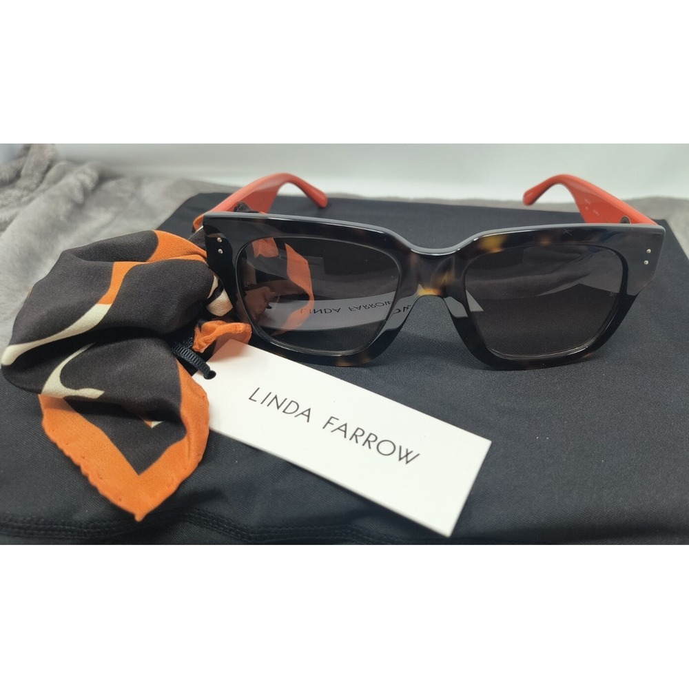 Linda Farrow Luxe Amber Acetate Sunglasses Animal Print Oversized D Frame‎ NEW